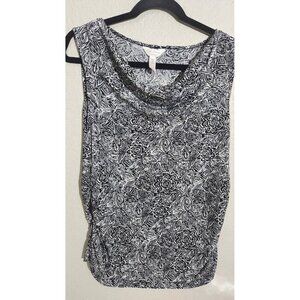 Three Seasons Maternity Shirt Womens Medium Floral Sleeveless Cowl Neck Top